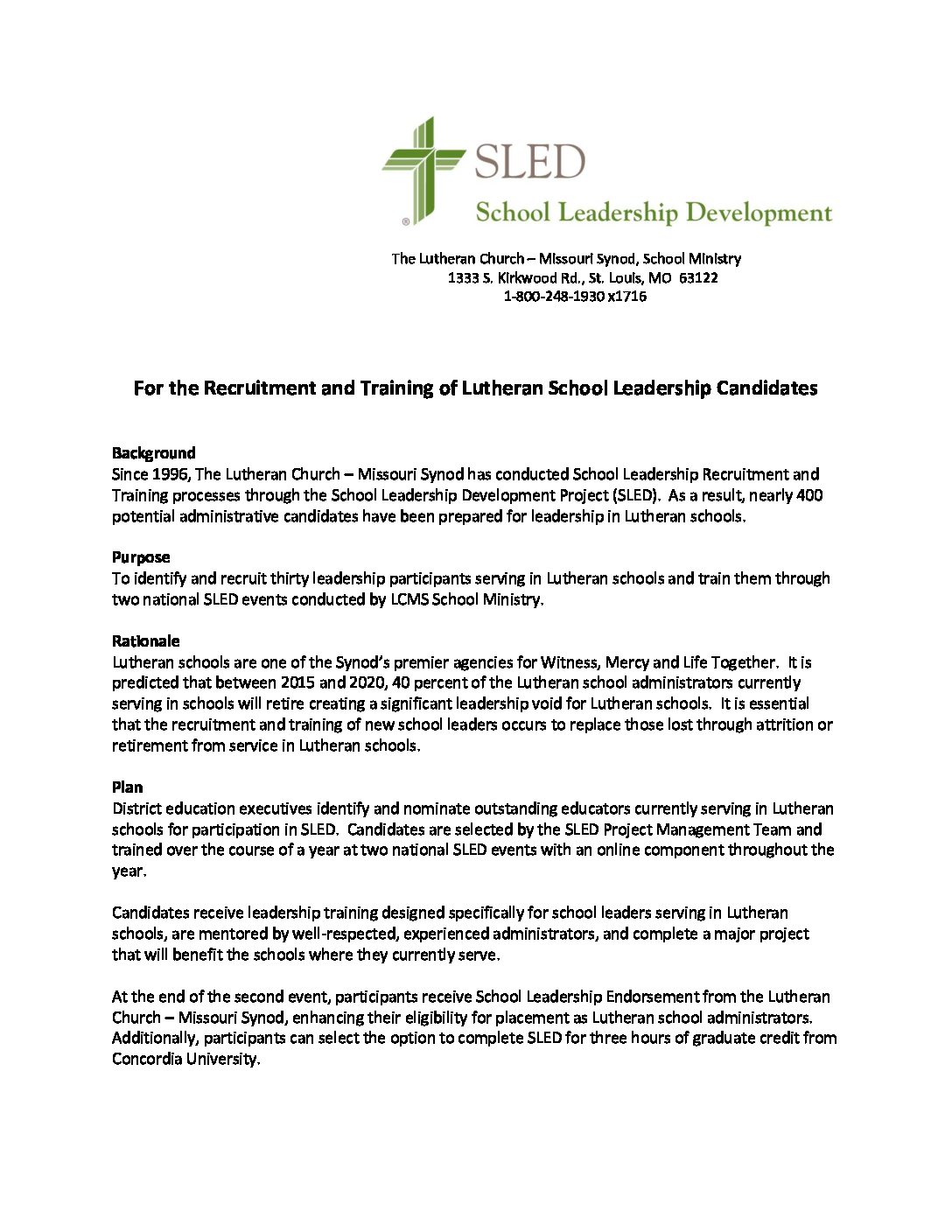 SLED 19 One Sheet Information LuthEd